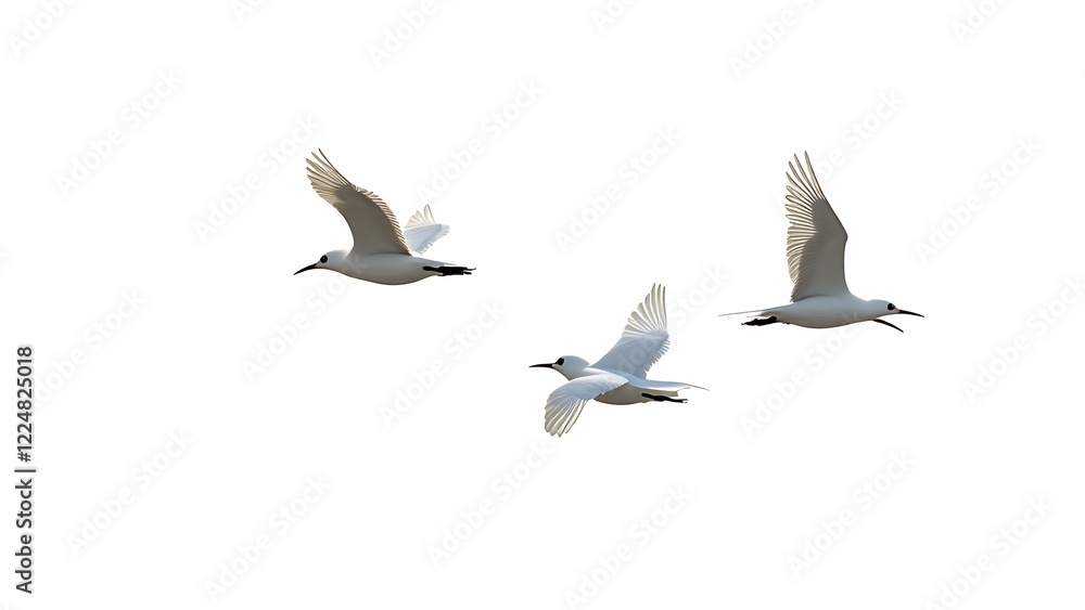 Obraz premium stylized birds in flight white background