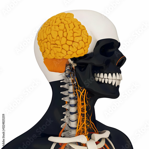 3D Illustration of Brain, S...