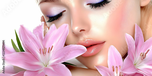 Beautiful Woman with Pink L...