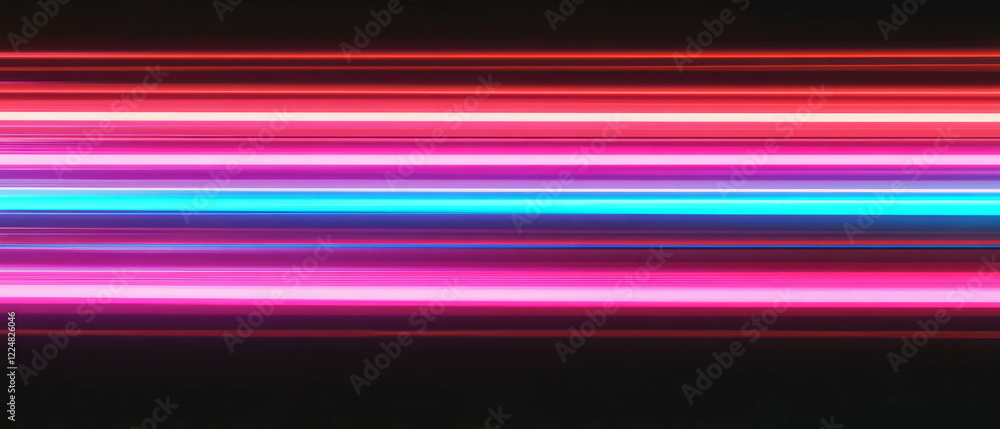 Bright neon light trails create dynamic motion blur effect against dark background Bright neon light trails create dynamic motion blur effect against dark background