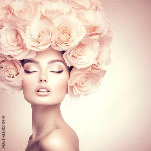 Beautiful Woman with Rose C...