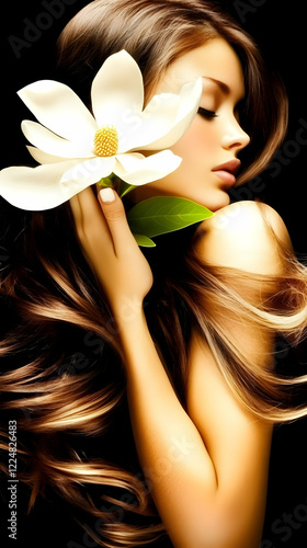 Beautiful Woman Holds a Whi...