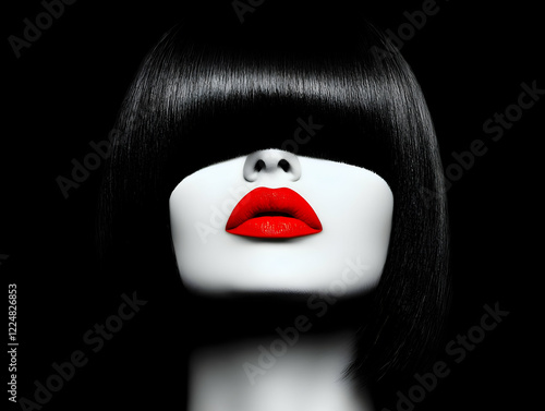 Close-up of Woman with Red ...