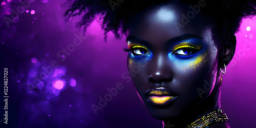 Woman with Vibrant Makeup P...