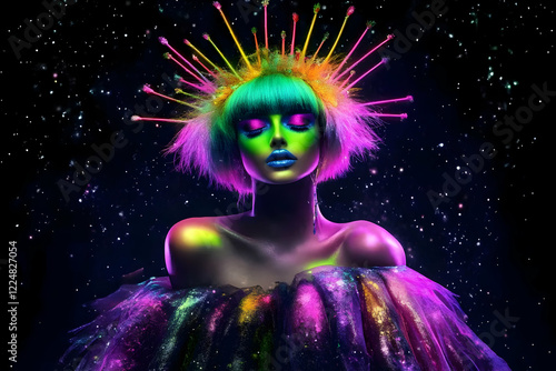 Neon Queen Poses with Color...