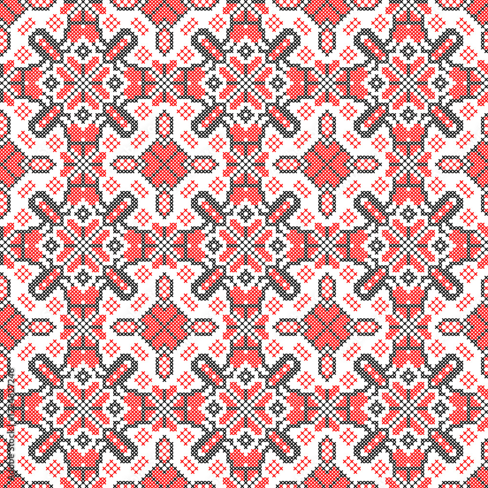 Seamless pattern of Ukrainian ornament in ethnic style, identity, vyshyvanka, embroidery for print clothes, websites, banners, poster. Vector illustration background Seamless pattern of Ukrainian ornament in ethnic style, identity, vyshyvanka, embroidery for print clothes, websites, banners, poster. Vector illustration background