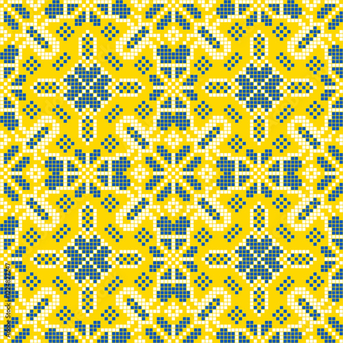 Seamless pattern of Ukrainian ornament in ethnic style, identity, vyshyvanka, embroidery for print clothes, websites, banners, poster. Vector illustration background