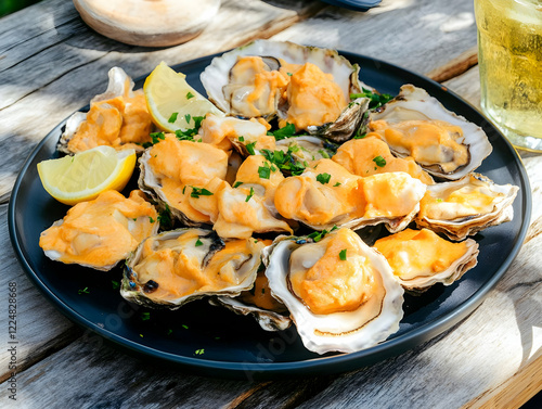 Fresh Oysters Topped with C...