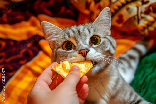 Adorable Kitten Enjoys a Ta...