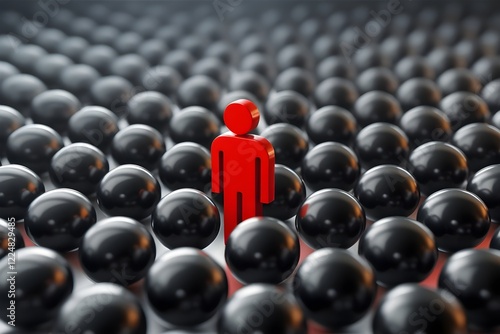 A red figure among black spheres symbolizes identifying insider threats