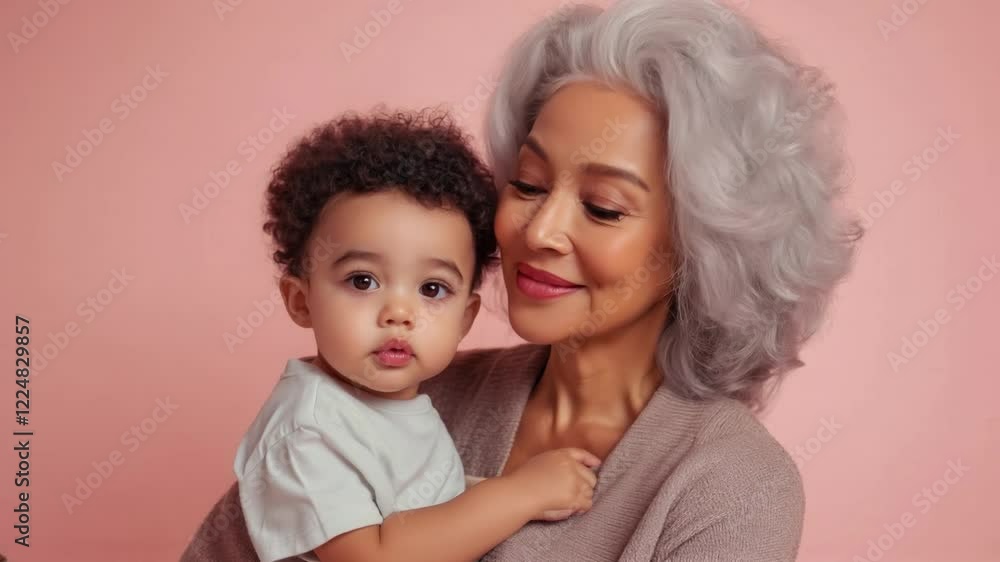 A video captures a loving moment between a grandmother and her grandson, with the grandmother smiling while holding the child in her arms. The warm connection and joyful expressions highlight the stro A video captures a loving moment between a grandmother and her grandson, with the grandmother smiling while holding the child in her arms. The warm connection and joyful expressions highlight the stro