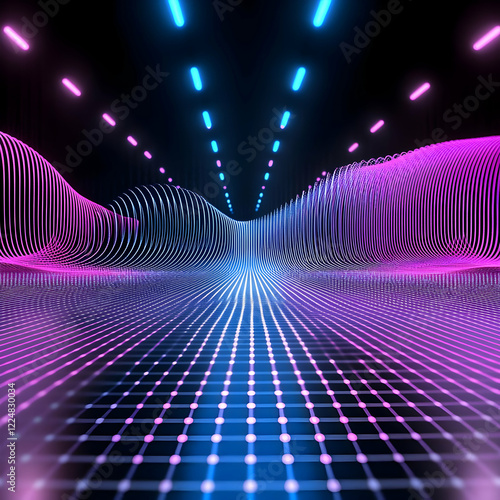 Abstract 3D neon grid lands...