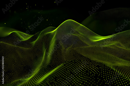 Abstract Green Particle Wav...