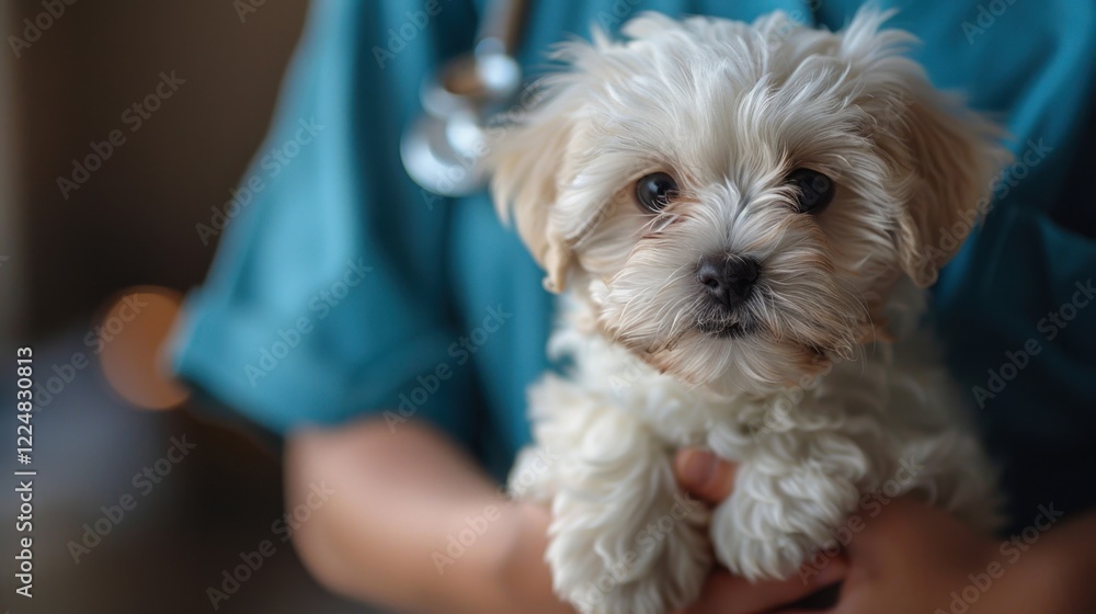 World Veterinary Day Adorable fluffy puppy in veterinarian arms capturing heartwarming pet care moments World Veterinary Day Adorable fluffy puppy in veterinarian arms capturing heartwarming pet care moments