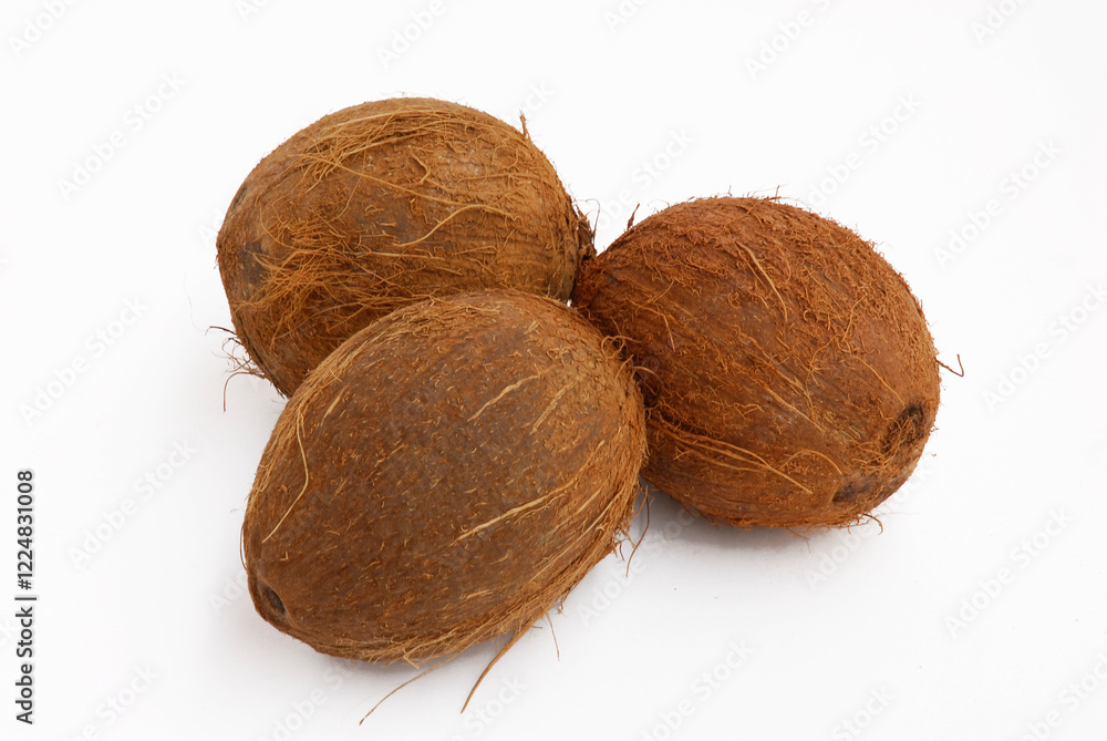 Peeled coconuts isolated on white background. Peeled coconuts isolated on white background.