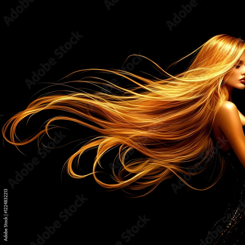 Golden Hair Flows Elegantly...