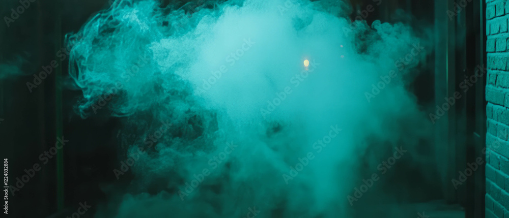 Mysterious smoke envelops a dark alley creating an eerie urban atmosphere Mysterious smoke envelops a dark alley creating an eerie urban atmosphere