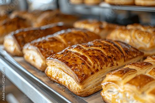 Wallpaper Mural Golden-brown pastries, freshly baked, arranged on a metal tray. Torontodigital.ca