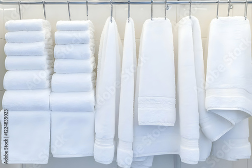 White Towels Hanging and Fo...