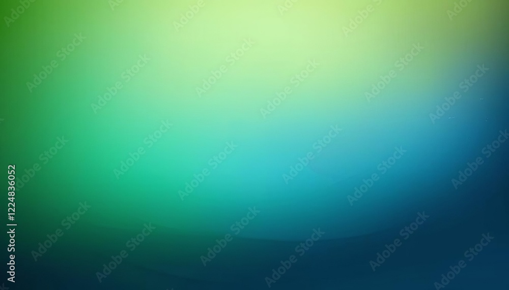 Obraz premium A smooth gradient of green and blue tones creates a calming, underwater-like atmosphere. The soft transition evokes depth, serenity, and tranquility. AI generated.