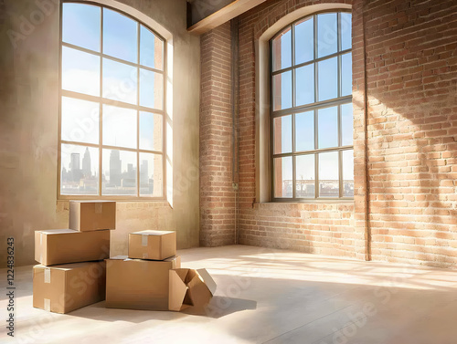 Cardboard Boxes Sit in a Su...