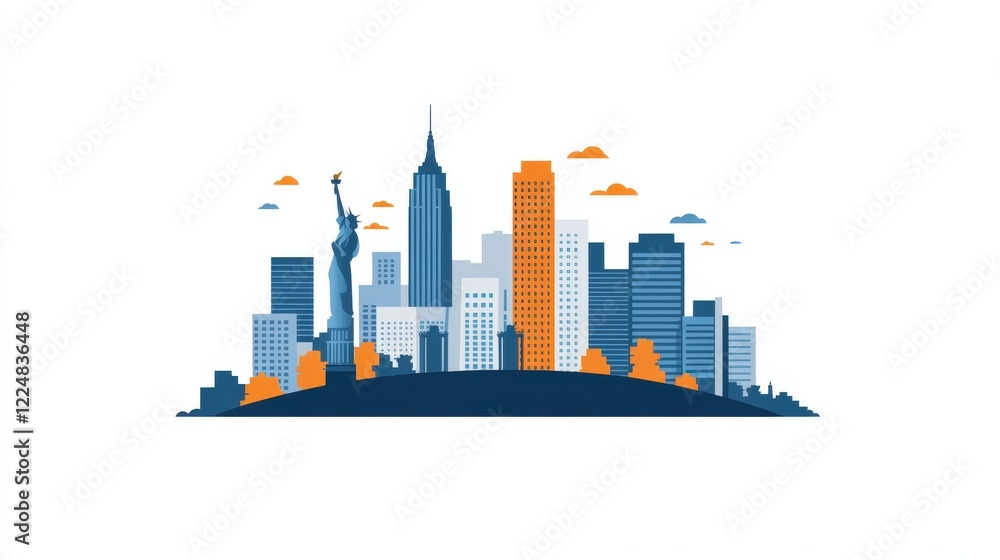 Naklejka premium Abstract digital illustration of New York City skyline