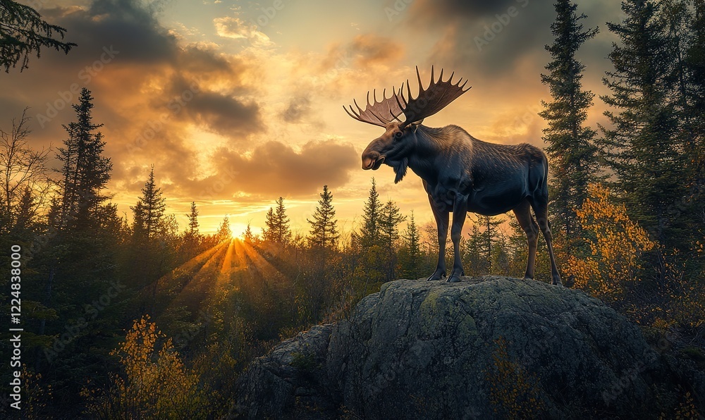 A Moose in Nature with a Shallow Depth of Field