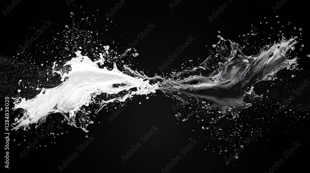 Fototapeta premium Black and White Liquid Splash Collision