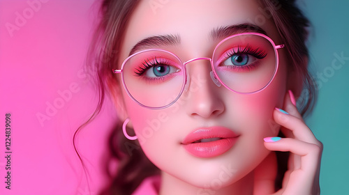 Stylish Woman Wears Pink Gl...