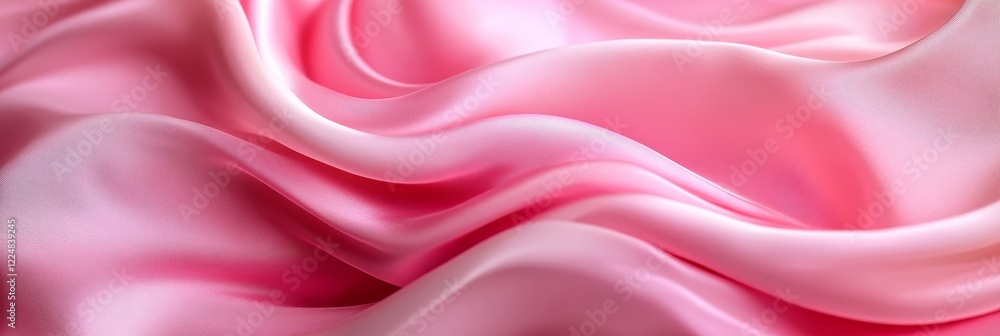 Obraz premium Flowing Pink Satin Fabric, Delicate Textured Background, Smooth Gradients, Diffused Light