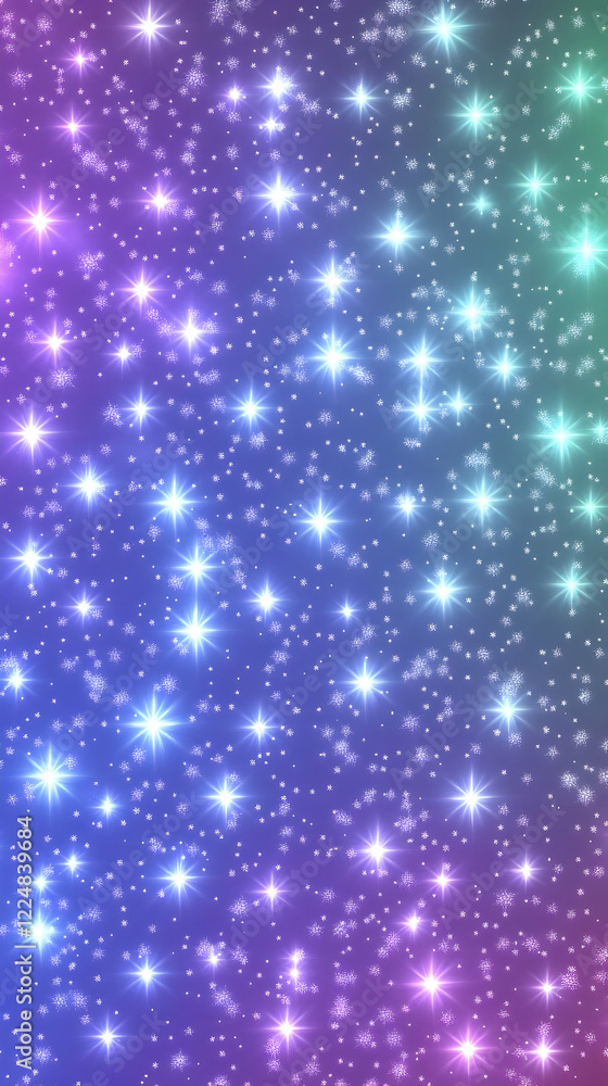Sparkling Stars and Snowflakes Shine on a Magical Gradient Background Sparkling Stars and Snowflakes Shine on a Magical Gradient Background