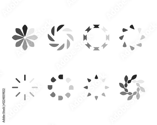 Collection Loading bar status icon. Vector illustration. Set of vector loaded icons. Download progress. Donload or Upload.