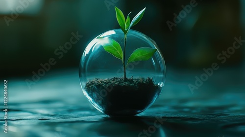 Wallpaper Mural A Young Plant Growing in a Glass Sphere Symbolizing Nature Preservation, Eco-Friendly Concepts, Sustainability, and Environmental Conservation for Modern Living Spaces Torontodigital.ca