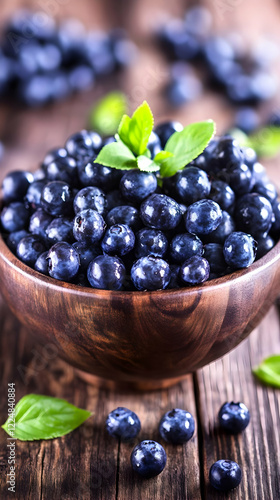 Fresh blueberries fill a wo...