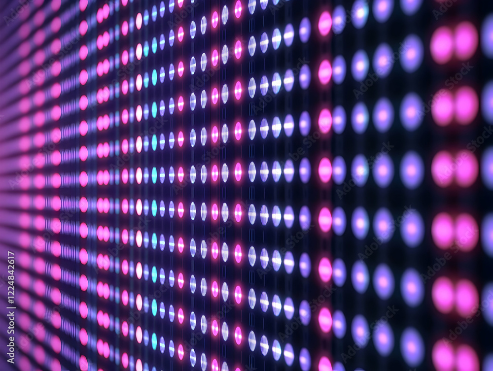 Abstract Background with Glowing Pink and Blue Circular Lights, Forming a Dynamic Pattern of Illumination Abstract Background with Glowing Pink and Blue Circular Lights, Forming a Dynamic Pattern of Illumination