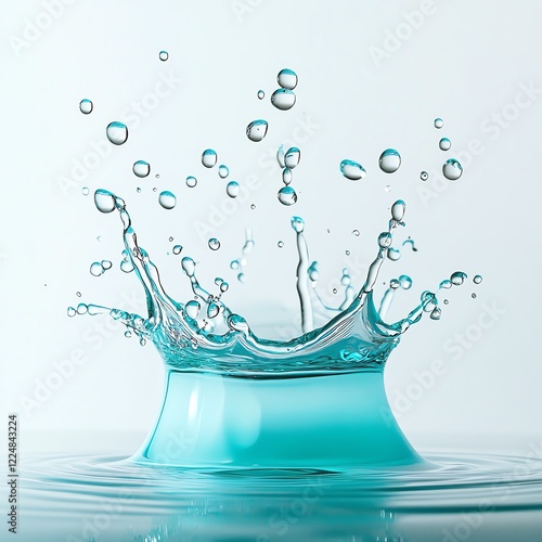 A stunning water splash creating beautiful shapes in a serene setting. photo