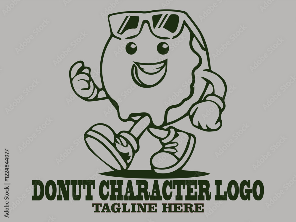 Cheerful green donuts fun food character, happy donuts fun face and suitable for cute cartoon design donut vector illustration background Cheerful green donuts fun food character, happy donuts fun face and suitable for cute cartoon design donut vector illustration background