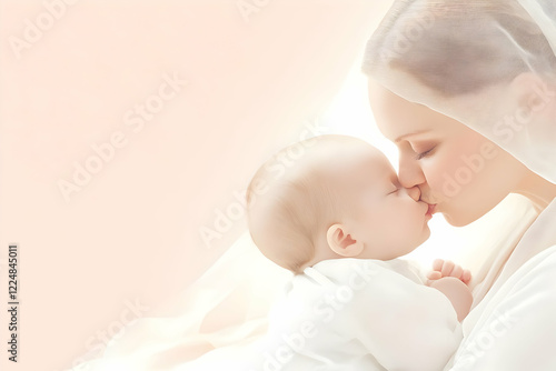 Mother Gently Kisses Her Ne...