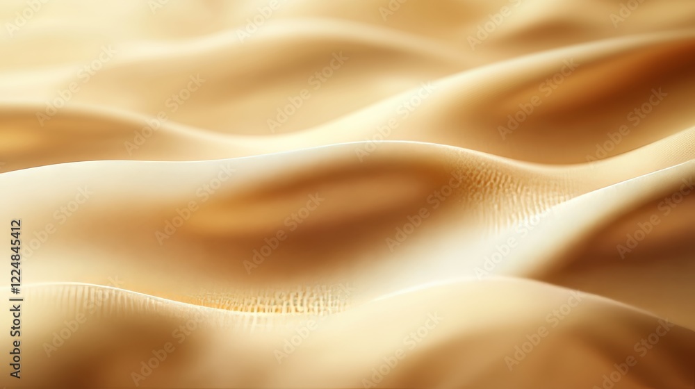Fototapeta premium Flowing Gold Fabric Texture Luxurious Satin or Silk Material, Smooth Elegant Drapes, Soft Lighting