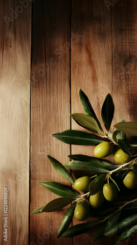 Fresh Green Olives with Lea...