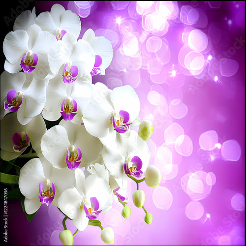 White Orchids with Purple C...