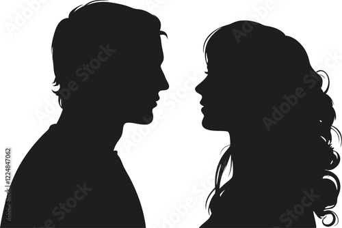 couple silhouette, vector, illustration on  whaite background