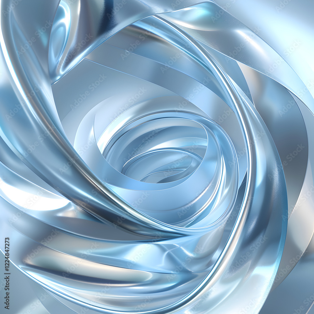 Fototapeta premium A swirling, abstract design featuring smooth, reflective surfaces in shades of blue.