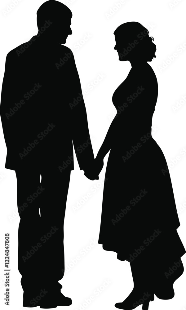 silhouette of a couple, vector, illustration silhouette of a couple, vector, illustration