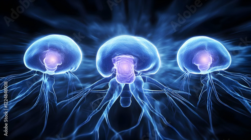 Three Glowing Jellyfish-lik...