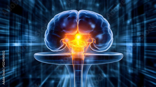 3D Wireframe Brain Model Em...