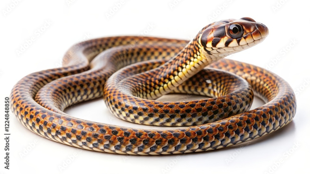 Naklejka premium Brown Snake on White Background
