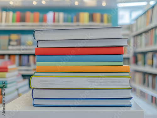 Stack of Colorful Books Sit...