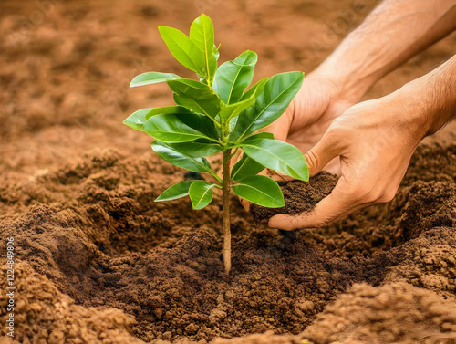 Hands Planting Young Green ...
