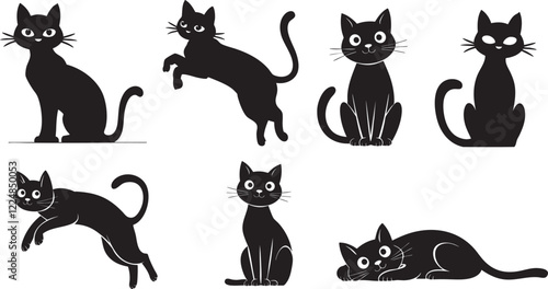 set of cats silhouettes